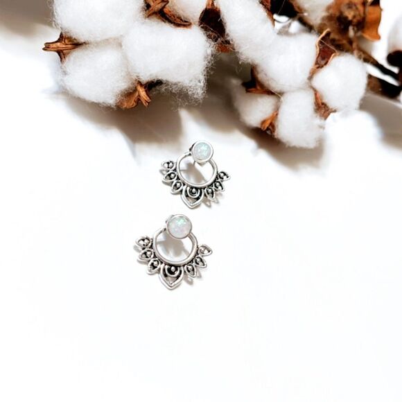 Lotus earrings in silver N24 - Picture 3 of 5